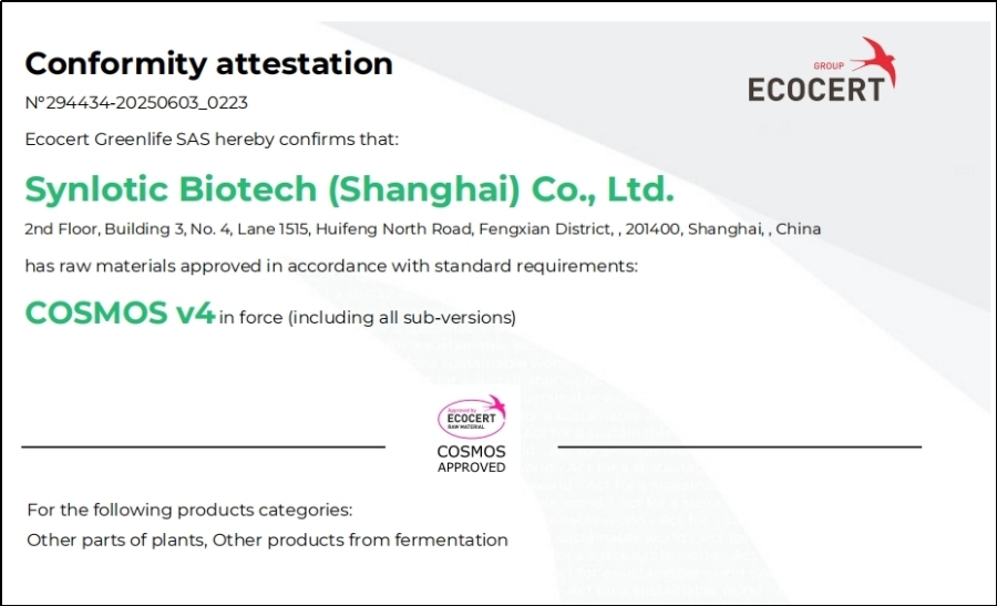 Shanghai Yunluo: Ergothione získal certifikáciu COSMOS